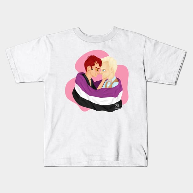 Crowley and Aziraphale Ace Pride Flag Kids T-Shirt by AC Salva